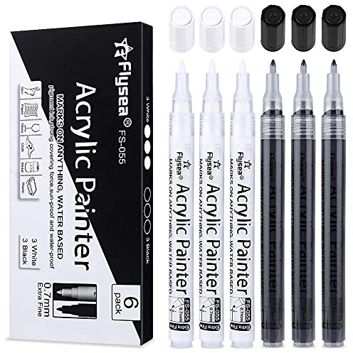 SUPERSUN Acrylstifte für Steine Wasserfest Stifte für Steine Bemalen, Ostereier Schwarz Weiß, Holz, Holzfarbe Außen, Leinwand, Fotoalbum, Glas, Metall