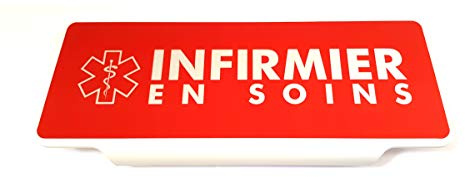 RAS DISTRIBUTION Plaque Pare-Soleil Infirmier en Soins Rétroréfléchissante Rouge Voiture