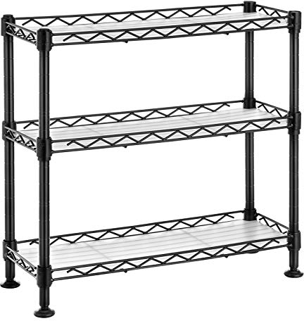 SONGMICS Gewürzregal mit 3 Ebenen, Küchen-Organizer, aus Metall, mit PP-Platten, verstellbare Regalebene, 15 x 40 x 39,5 cm, schwarz LGR025B01