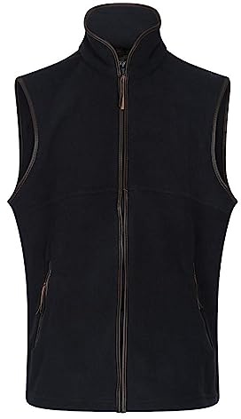 Walker and Hawkes - Chaleco Polar Hampton para Hombre - con Ribetes de Cuero - Azul Marino - S