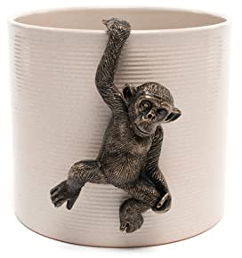 Pot Buddies Handmade Chimpanzee Figure Plant Pot Hanger - Decorative Hanging Garden Ornament - Flower Planter Figurine