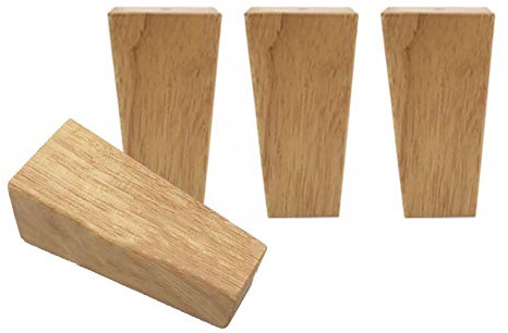 LLPEIJIE026 4 Stück Holz Möbelfüße,Möbelbeine,gerade eckig Eichefüße,Tischbeine,TV-Schrank Füße,Ersatz Schrankfüße,Tischfuß,für Sofa,Bett,Couch,Ottomane,mit Montageplatten & Schrauben(20cm)