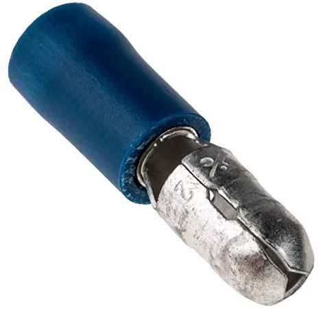 RS PRO Stecker ø 5mm Isoliert Blau Kabelschuh Rundstecker, max. 2.5mm², Nicht ummantelt, Packung a 1000 Stück