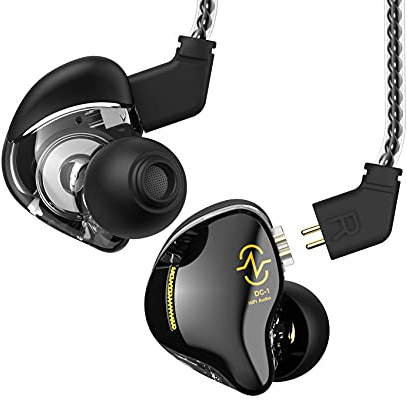 CCZ Coffee Bean in Ear Auricolari, HiFi Cuffie Professionali con Isolamento Acustico, Auricolari Stereo Cablati con Earhooks, cavo Staccabile 2 pin, 0,78 mm (senza Microfono, Nero)