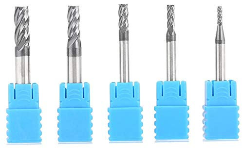 Fresa a candela, 5 pezzi Filettatura in carburo di tungsteno Utensile a fresa a 4 scanalature Set di utensili per fresa a candela Accessori, per la lavorazione del legno e utensili per la lavorazione