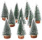 10 Piezas Mini Árboles Artificiales de Hielo de Nieve de Sisal Verde Mini Árbol de Navidad Pequeño con Bases de Madera Decoración de Oficina/Hogar/Navideño/Micro Paisaje,DIY,Regalos 10cm