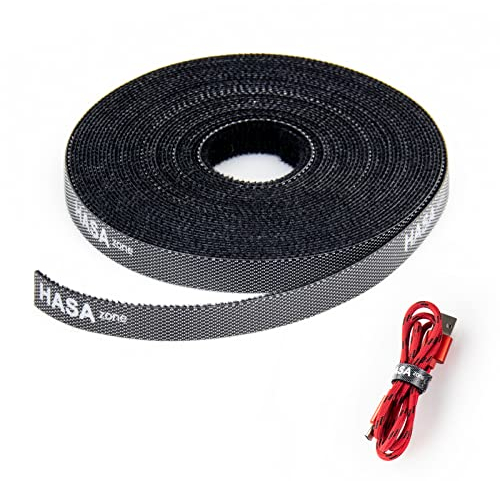 HASA zone 10 m × 10 mm Fascette Riutilizzabili, Fascette per Cavi Regolabili Lunghe Nere, Fascette Fermacavi per Gestione Cavi, Liberi di Tagliare Fascette Nylon per Cable Management