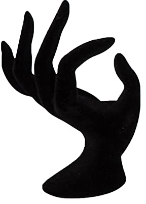 Hoshisea Schmuckständer Hand Ringhalter, Schmuckhalter Hand, für Aufbewahrung von Ringen, Ohrringen, Armbändern, Halsketten (Schwarzer Samt)