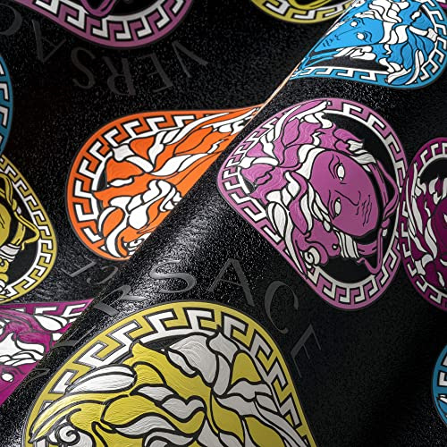 A.S. Création VERSACE WALLPAPER Bunt Schwarz Rosa Blau Gelb Luxus Tapete Vliestapete Logo Medusa 386104 10,05x0,70m Made in Germany