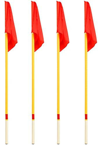 SPORTIKEL24 Eckfahnen-Set – Flexibles Kippgelenk für sicheres Training – 4-teilig für Fußballplatz und Verein