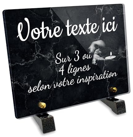 OCAP-FUNERAIRE.COM Personalisiertes ovales Grabschild aus Plexiglas, mit Kerze in den Händen, verschiedene Größen, Stärke 6 mm, personalisierbar auf mehreren Linien, 30 x 20 cm