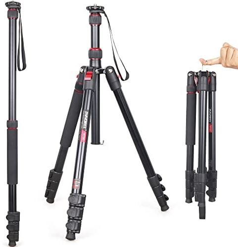 Professional Camera Tripod High Monopod Stand-INNOREL RT30, Lightweight Aluminum Alloy Max Height 73.8in/187.5cm Fast Flip Lock for DSLR Camera Shooting Load 33lb/15kg(Tripod Only)