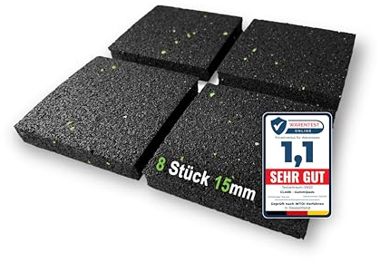 CLARE Amortiguador de Vibraciones, Almohadillas Antideslizantes, 90x90mm, para Lavadora, Alfombrilla antivibración, Alfombrilla Antideslizante, para Altavoces, para Bicicleta estática | 8 Piezas 15mm