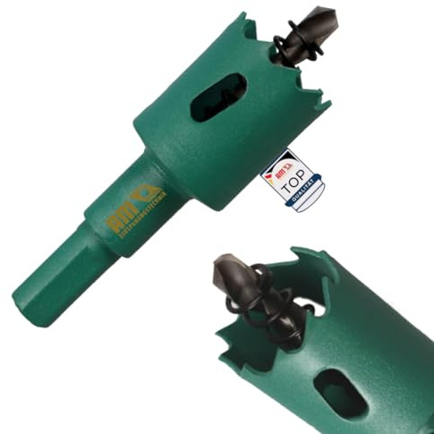 AM-Zerspanungstechnik Bi-Metal Hole Saw, Professional Hole Drill in Sizes Diameter 16-200 mm, Drill Bit for Wood, Plaster, Plastic, Stainless Steel & Chipboard (22 mm)