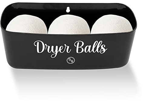 Laundry Room Organization and Storage - Magnetic Dryer Ball Holder - Lint Bin for Laundry Room Alternative - Magnetic Holder for Laundry Accessories - Fits Wool Dryer Ball Basket (Black)
