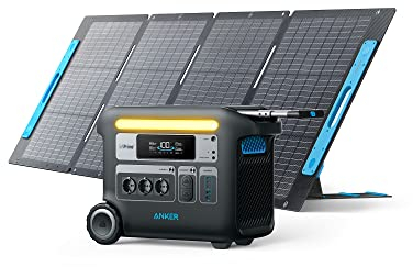 Anker SOLIX F2000 tragbare Powerstation, PowerHouse 767, Solargenerator 2048Wh mit 1 x 200W Solarpanel, Powerstation mit LiFePO4 Akku, 3 x 230V AC Steckdose 2300W Max für Camping, Wohnmobil