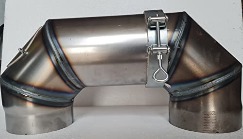 Doppelbogen Rohrbrücke Ofenrohr 2mm mit Schelle 145 160 180 Bogen verstellbar (180 ø Doppelbogen mit Schelle)