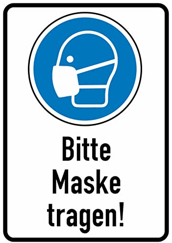 Daged Bitte Maske Tragen Aufkleber 23x16 cm Hinweiszeichen Sicherheitszeichen Sticker T-133