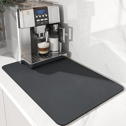 YQBFTC Kaffeemaschine Unterlage Matte Abtropfmatte,Schnelltrocknend Trockenmatte Abtropfmatte Geschirr,Super Saugfähige Spülmatte für Küche,Bad Theke(40x50cm,Dunkelgrau)