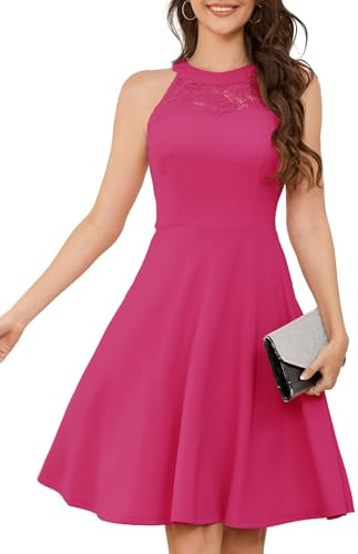 Bbonlinedress Robe de Soirée Cocktail Femme Swing Vintage pour Bal Guinguette Fête Guinguette Déguisement Mariage invité