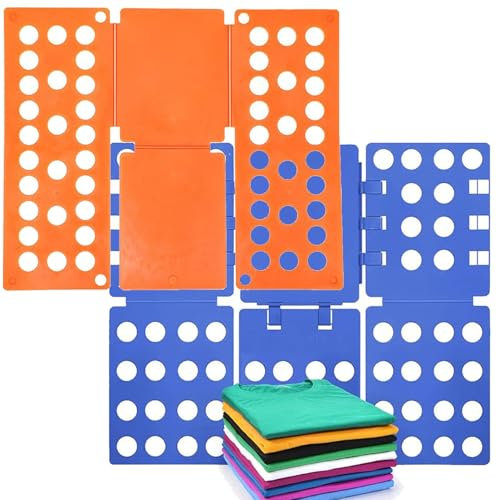 2 PCS Clothes Folding Board for Kid and Adult,T Shirt Folder Laundry Organizer Easy and Fast for Home Organization(Orange and Blue)