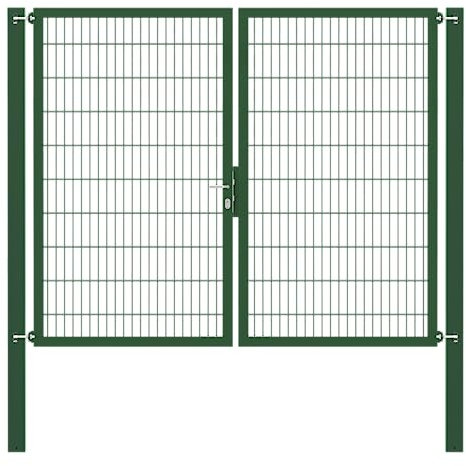 Alberts 636869 Doppeltor Flexo Plus mit Zubehör | verschiedene Breiten und Höhen | Pfostenstärke 100 x 100 mm | grün | Breite 250 cm | Höhe 200 cm