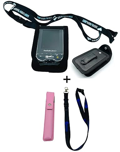 SEWAS Diabetic Care - Tasche Blutzuckermessgerät Freestyle Libre 3 & Tasche für Insuli Pen´s zum Umhängen mit Halsbändern, Diabetikertasche, Umhängetasche Set Pink