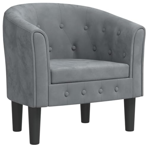 vidaXL Fauteuil Cabriolet, Chaise avec Accoudoirs, Canapé avec Dossier, Siège Rembourré, Meuble de Salon Chambre Bureau, Gris Foncé Velours