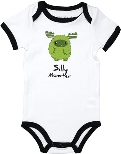 Pavilion - Green Silly Monster - 12-24 Months Short Sleeve Bodysuit Boy Girl Unisex Baby Shower Gift