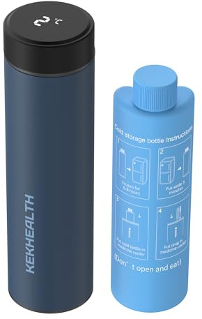 KEKHEALTH Tazza Refrigerata per Insulina con Visualizzazione Della Temperatura, Borsa Termica per Insulina 1-3 Penne, Borsa Termica Medicinali, Kit Diabetici con Impacchi di Ghiaccio(Blu Navy)