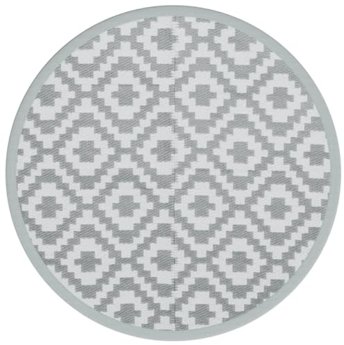 vidaXL Tapis d'extérieur Gris Ø200 cm PP, Tapis de Jardin, Tapis de Sol, Moquette de Sol, carpette, Tapis de Patio, Tapis d'extérieur en polypropylène