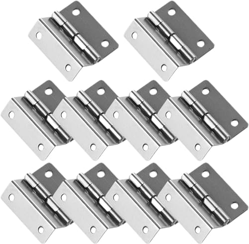 Türscharnier, Stoßscharniere, 10 Stück, dreifach gefaltetes Scharnier, Schranktürscharnier, Holzkistenscharnier, vernickeltes Silber, Möbelbeschläge-Zubehör