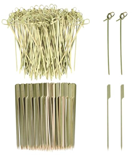 Lot de 200 brochettes en bois pour barbecue, cocktails, viande, dîner de fête, brochettes à rosace, brochettes Haws confites, adaptées pour les barbecues et le camping