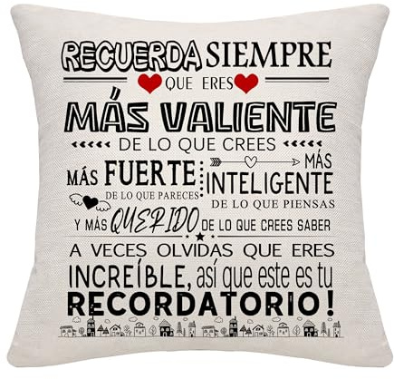 Recuerda siempre que eres más valiente de lo que crees más fuerte de lo que pareces Fundas de Cojín para Hombres Niños Regalos Inspiradores para Cumpleaños Graduación Navidad Regalo Positivo (él)