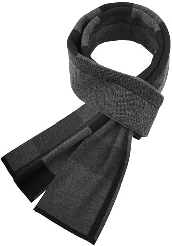 CAOZITOU Schal Herren, 30% Merinowolle WintersSchal Damen Warm Komfort Weich Leicht Winter Damen Schals, 180cm×30cm (DunkelGrau)