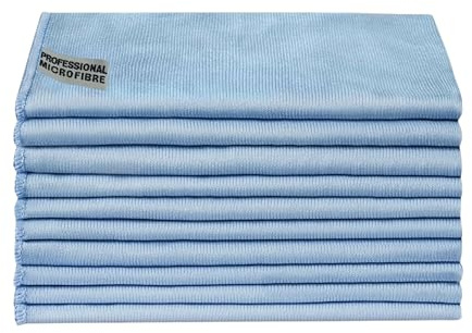Tek Automotive Large Glass Cloths Window Cleaning Cloths 10 Pack | Larger Size 48x40cm, Streak-Free, Lint-Free, Durable, Machine Washable, Perfect for Cars.