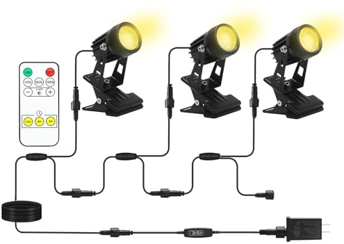 TAYSING Outdoor Spotlight Landscape Spot Lights Plug in LED Spotlights with Clip Yard Lights for Lawn Yard Garden Ground Indoor Exterior