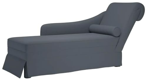 vidaXL Chaiselongue mit Nackenrolle Rechter Armlehne Dunkelgrau Samt