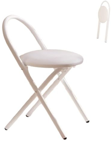 Sgabello Pieghevole Da Bar Sedia Da Cucina Salvaspazio Seduta Imbottita Rotonda, Sgabello Portatile Pieghevole Per Interno Sala Da Pranzo Salotto Cucina Ufficio(White)