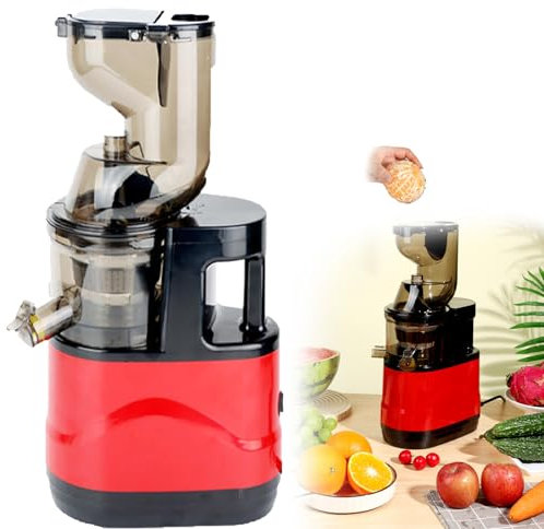 Slow-Speed Masticating Juicer, Pure Juice Yield 98.5%, 150W Fresh Fruit And Vegetable Machine + Residue Juice Separation + Large Diameter + Overheating Protection, for Carrots/Citrus/Celery ,Red