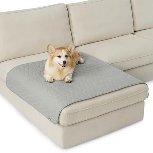 BEDSURE wasserdichte Hundedecke - 102x127 cm rutschfeste Hundedecke zum Schutz der Couch, Hundematte waschbar, Hundedecke für unterwegs, Kratzfest, schmutzabweisend, Grau