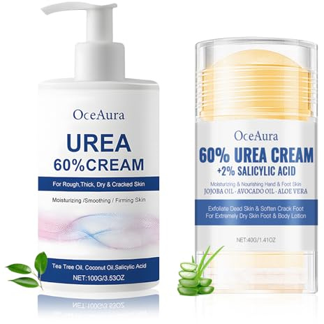 Crema Piedi Urea 60%,Crema Urea,100g panna Idratante +40g Foot panna Stick,Un'idratazione Profonda,per la Riparazione di e Mani,lozione per Piedi per Pelle Secca,Screpolata