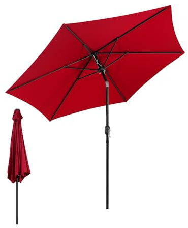 Eulenke Sonnenschirm 1.4x2.1m, beidseitig um 30° Kippbar, gartenschirm UV-Schutz Polyester Schirmstoff, Wasserabweisend und schmutzabweisend, Rechteckigschirm ohne Ständer, Rot