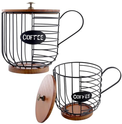 CHIHEUNG 2 PCS Coffee Pod Holder, Coffee Pod Storage with Lid, Coffee Bar Accessories, Kitchen Countertop Organizer for Kitchen Counter Bar Offices, 15.5x18cm