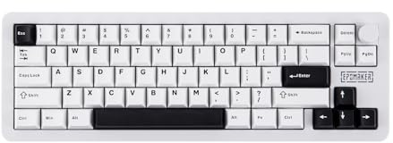 EPOMAKER Galaxy68 Teclado para Juegos Mecánico Inalámbrico QMK/Via, Aleación de Aluminio, Gasket, 6000mAh, Luz Lateral/Iluminación RGB, Diseño 65% US con Switch Lineal, Hot-Swap (Blanco, Marble White)