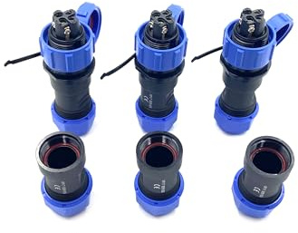 3 spine di collegamento per aeronautica SP17 a 4 poli, IP68, 4 pin, senza saldatura, connettore aeronautico impermeabile per lampade esterne, utilizza 500 V, 5 A (cavo 18 AWG, crimpatura a vite)