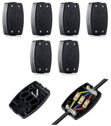 6 Pcs 3 Terminal Electrical Junction Box 13A 250V Flex Connector For Indoor Lighting Power supply (Black）