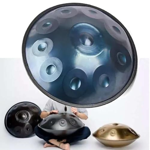 Stahl-Handpan-Tromme, 22 Zoll D Kurd Handpan Musikinstrument, 10-Ton-Hand Pan-Zungentrommel-Schlaginstrument, Harmonic Hand Pan Drum Mit Hand Pan-Ständer, Tragetasche, Für Musikliebhaber(10 notes(432H