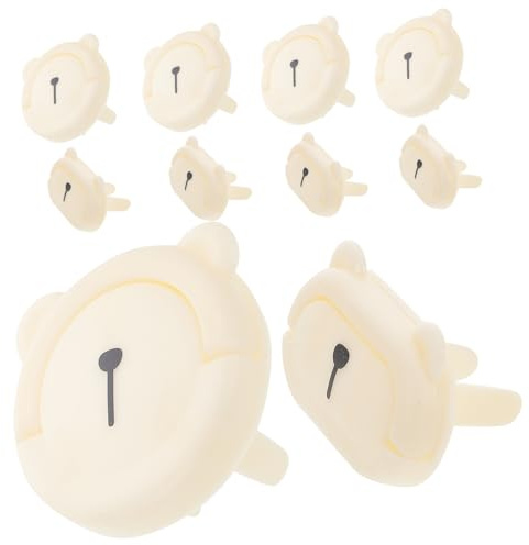 SHINEOFI Coperture la Sicurezza dei Ragazzo Ragazza e Abs Beige 10 Pezzi per Prese Elettriche Protezione Antiscossa Design Carino Ragazzo Ragazza in Casa