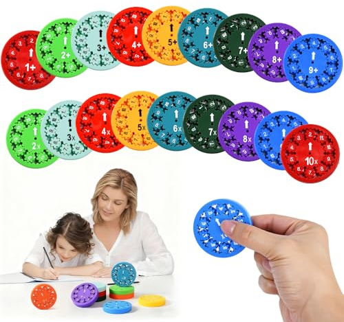 UHETLET 18 Pezzi Fidget Spinner Matematica Spinner Matematico per l'Apprendimento Giocattoli Fidget Addizione Sottrazione Moltiplicazione e Divisione